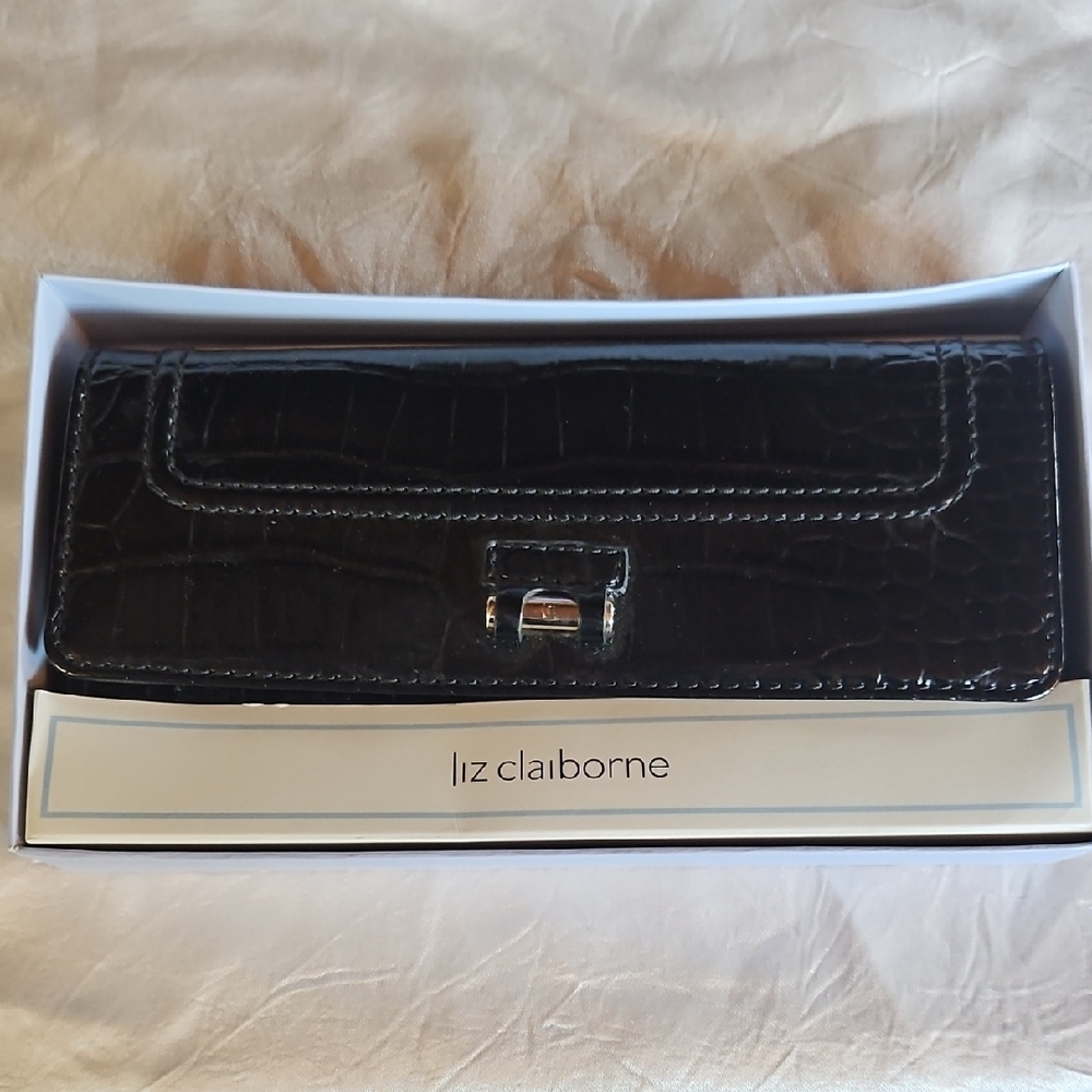 Liz Claiborne Black Croc-Embossed Wallet